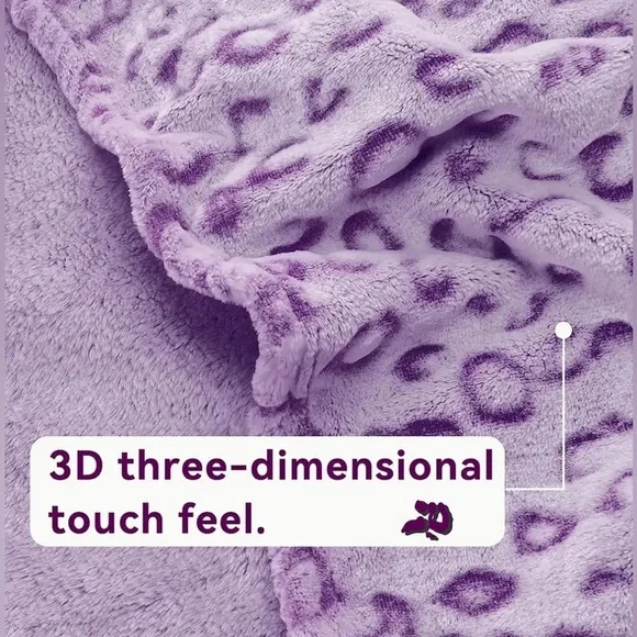 NWT Purple Snow Leopard Cozy Super Soft Blanket - Picture 5 of 7